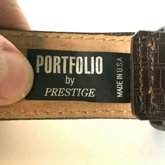 Vintage Portfolio Brown Leather Belt Cowgirl Crocodile Womens Size S M  Made USA - Picture 8 of 11